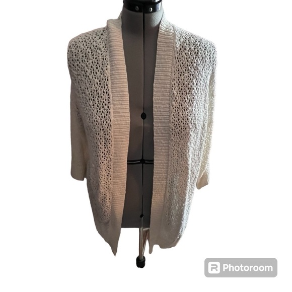 Torrid boho  festival Open Stitch Cardigan cream long line base layer Sweater 2X - Picture 2 of 8